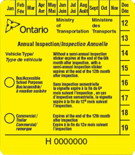 Yellow Commercial Sticker Ontario